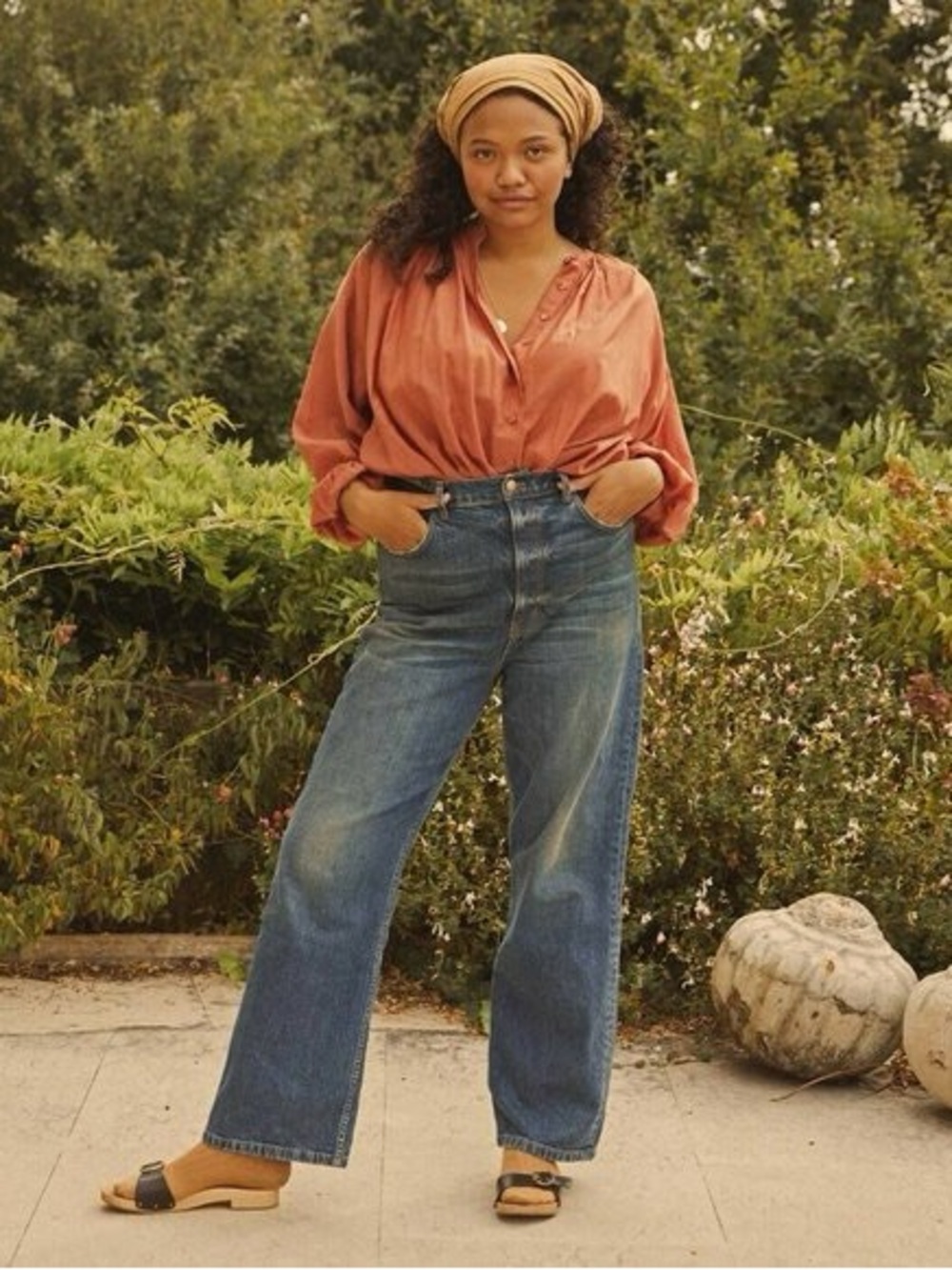 Doen Jane Blouse in Tierra Size‎ Large Rust Orange Pink - Picture 11 of 14